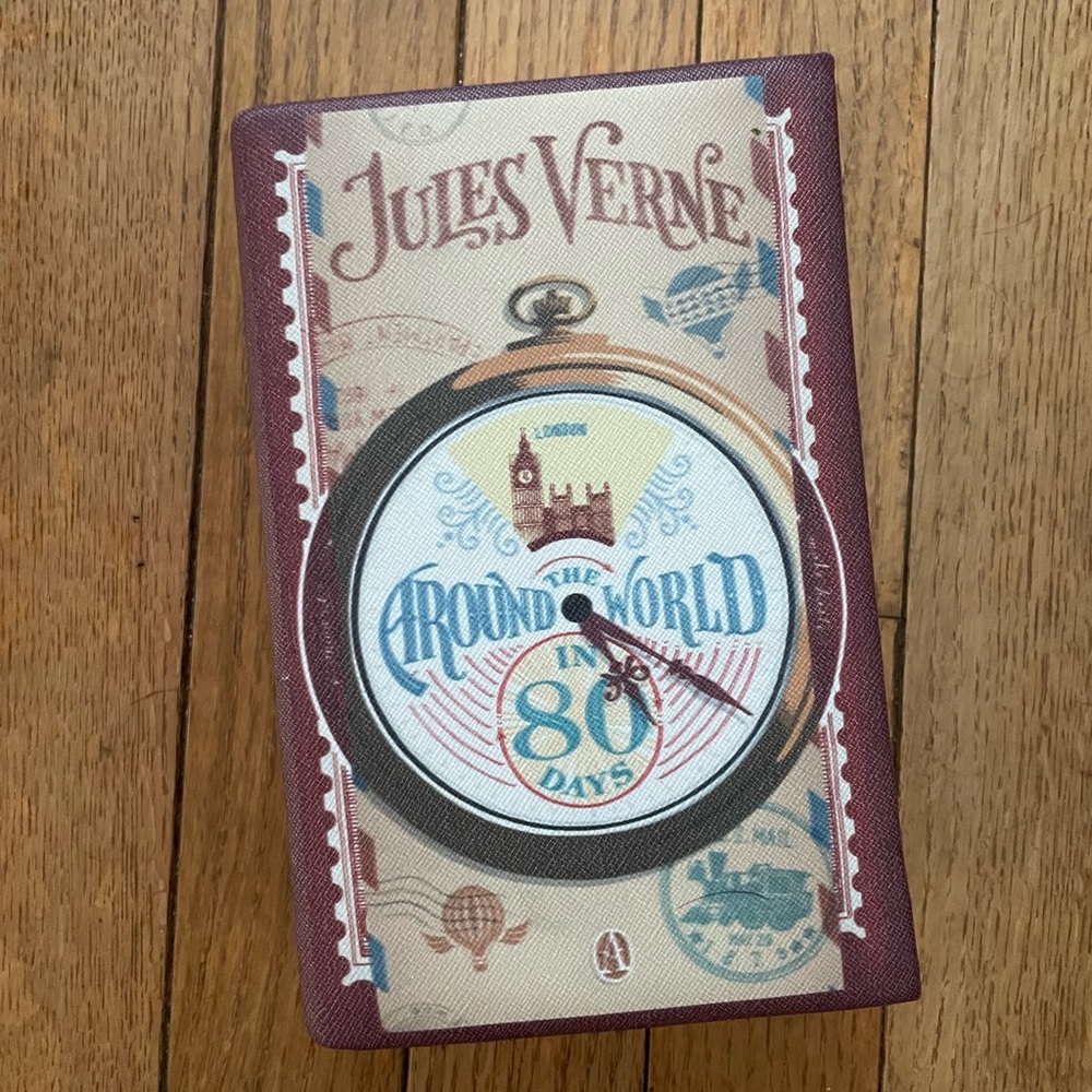 Jules Verne around the world clutch book crossbody bag